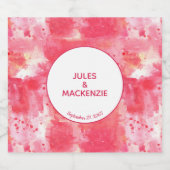 Moderne Abstracte Waterverf Roze Bruiloft Likeurfles Etiket (Enkel label)
