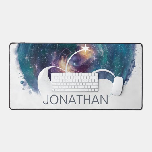 Moderne Abstracte Waterverf ruimte Bureaumat (Keyboard & Muis)