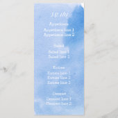 Moderne abstracte waterverf splash blauw bruiloft  menu (Achterkant)