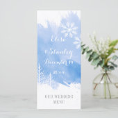 Moderne abstracte waterverf splash blauw bruiloft  menu (Staand voorkant)