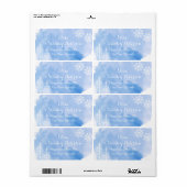 Moderne abstracte waterverf splash blue bruiloft etiket (Full Sheet)