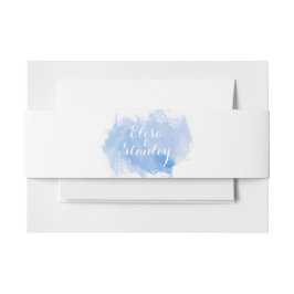 Moderne abstracte waterverf splash blue bruiloft uitnodigingen wikkel