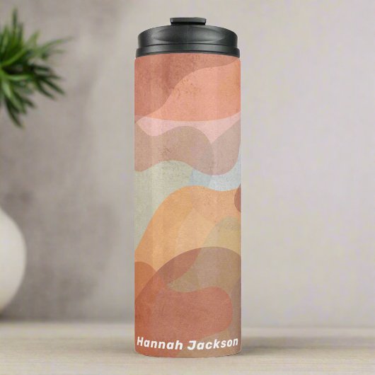 Moderne Abstracte Waterverf Stijlvolle Monogram Na Thermosbeker