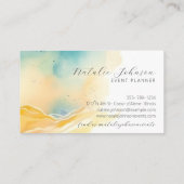 Moderne Abstracte Waterverf Strand & Zandschrift Visitekaartje (Achterkant)