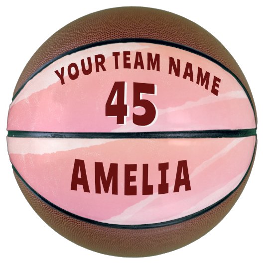 Moderne Abstracte Waterverf Team Name Number Baske Basketbal (Voorkant)