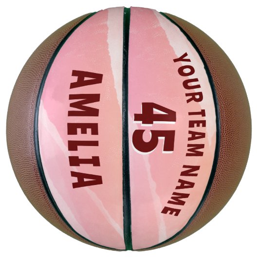 Moderne Abstracte Waterverf Team Name Number Baske Basketbal (Verticaal)