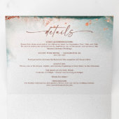 Moderne Abstracte Waterverf Terra Cotta bruiloft Drieluik Uitnodiging (Binnenzijde eerst)