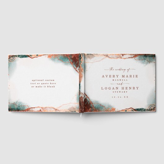 Moderne Abstracte Waterverf Terra Cotta bruiloft Gastenboek (Volledig)