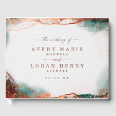 Moderne Abstracte Waterverf Terra Cotta bruiloft Gastenboek (Voorkant)