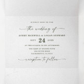 Moderne Abstracte Waterverf Terra Rosa Roze Huweli Drieluik Uitnodiging (Binnenkant midden)