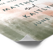 Moderne Abstracte Waterverf terugval bruiloft welk Poster (Hoek)