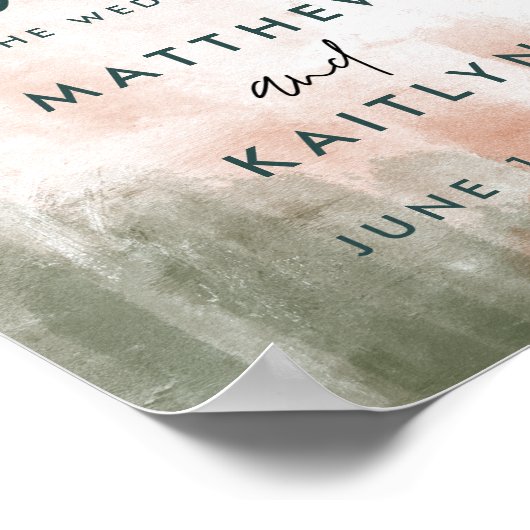 Moderne Abstracte Waterverf terugval bruiloft welk Poster (Hoek)