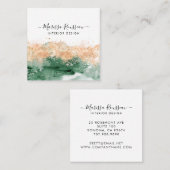 Moderne Abstracte Waterverf Vierkante Visitekaartje (Voorkant / Achterkant)