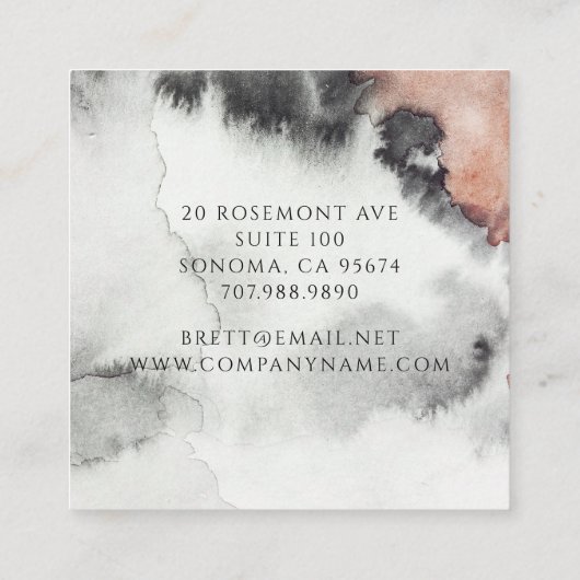 Moderne Abstracte Waterverf Vierkante Visitekaartje (Achterkant)