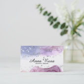 *~* Moderne Abstracte Waterverf Zilvervormer Glitt Visitekaartje (Staand voorkant)