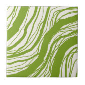 Moderne Abstracte Wavy Lines Avocado Groen Wit Tegeltje (Voorkant)