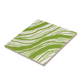 Moderne Abstracte Wavy Lines Avocado Groen Wit Tegeltje (Zijkant)