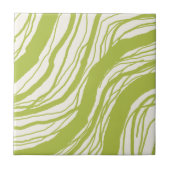 Moderne Abstracte Wavy Lines Avocado Groen Wit Tegeltje (Voorkant)