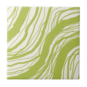 Moderne Abstracte Wavy Lines Avocado Groen Wit Tegeltje