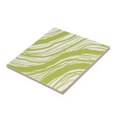 Moderne Abstracte Wavy Lines Avocado Groen Wit Tegeltje (Zijkant)