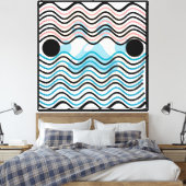 Moderne Abstracte Wavy Lines Canvas Muurkunst Afdruk (Insitu (Slaapkamer))