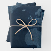 Moderne abstracte wereldkaart blauwe blauwgroen wa inpakpapier vel (In situ)