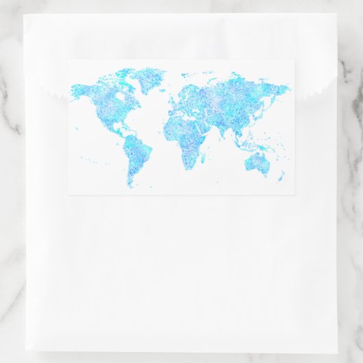 Moderne abstracte wereldkaart rechthoekige sticker (Tas)