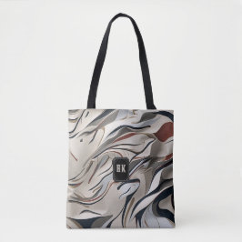 Moderne abstracte wervelende patronen monogram tote bag