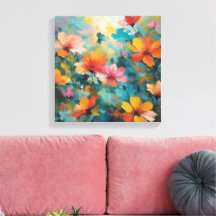 Moderne Abstracte werveling in geel en blauw