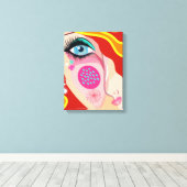 Moderne Abstracte Whimsical Gezicht Fijne Kunst Canvas Afdruk (Insitu (Houten vloer))