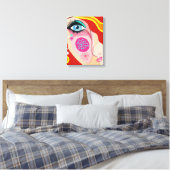 Moderne Abstracte Whimsical Gezicht Fijne Kunst Canvas Afdruk (Insitu (Slaapkamer))