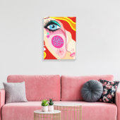 Moderne Abstracte Whimsical Gezicht Fijne Kunst Canvas Afdruk (Insitu (Woonkamer))