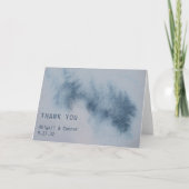 Moderne Abstracte wijde blauwe grijze Waterverf Bedankkaart (Voorkant)