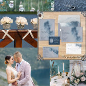 Moderne Abstracte wijde blauwe grijze Waterverf Bedankzakje