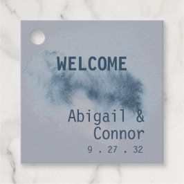 Moderne Abstracte wijde blauwe grijze Waterverf Gi Bedankjes Labels