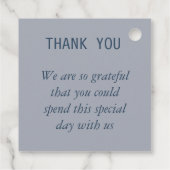 Moderne Abstracte wijde blauwe grijze Waterverf Gi Bedankjes Labels (Achterkant)