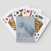 Moderne Abstracte wijde blauwe grijze Waterverf Pokerkaarten (Achterkant)