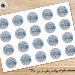 Moderne Abstracte wijde blauwe grijze Waterverf Ronde Sticker