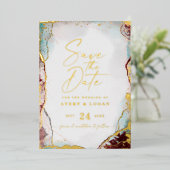 Moderne Abstracte wijn rood bespaart de datum waar Folie Uitnodiging (Staand Voorkant)