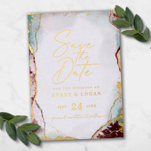 Moderne Abstracte wijn rood bespaart de datum waar Folie Uitnodiging