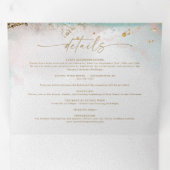 Moderne Abstracte Wijn Rood & Goud Winterhuwelijk Drieluik Uitnodiging (Binnenzijde eerst)