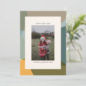 Moderne Abstracte Wijze Blauwgroen Foto Gelukkig N Feestdagenkaart (Staand voorkant)