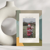 Moderne Abstracte Wijze Blauwgroen Foto Gelukkig N Feestdagenkaart