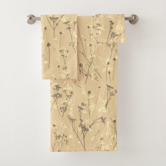 Moderne Abstracte Wildflowers Cream Beige Bad Handdoek (Insitu)