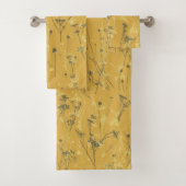 Moderne Abstracte Wildflowers Mosterdgeel Bad Handdoek (Insitu)