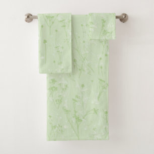 Moderne Abstracte Wildflowers Soft Sage Green Bad Handdoek