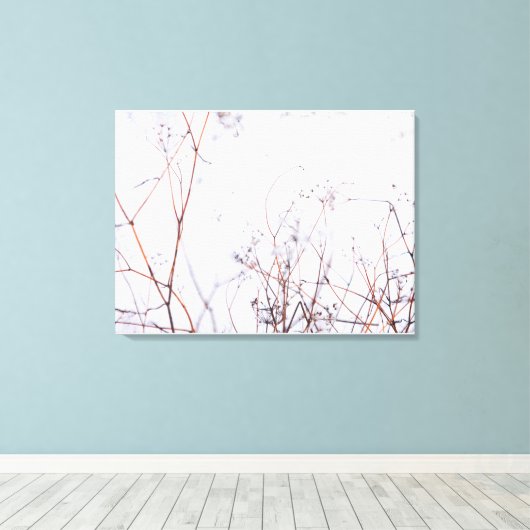 Moderne Abstracte winterwilde bloemen op sneeuw Canvas Afdruk (Insitu (Houten vloer))