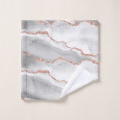 Moderne Abstracte Witte Agate Roze Gouden Glitters Bad Handdoek (Wasdoekje)