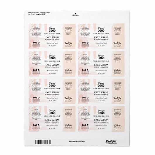 Moderne Abstracte witte roze olielabels Etiket (Full Sheet)