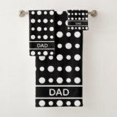 Moderne Abstracte Witte Stippen & Tekst op Zwart Bad Handdoek (Insitu)